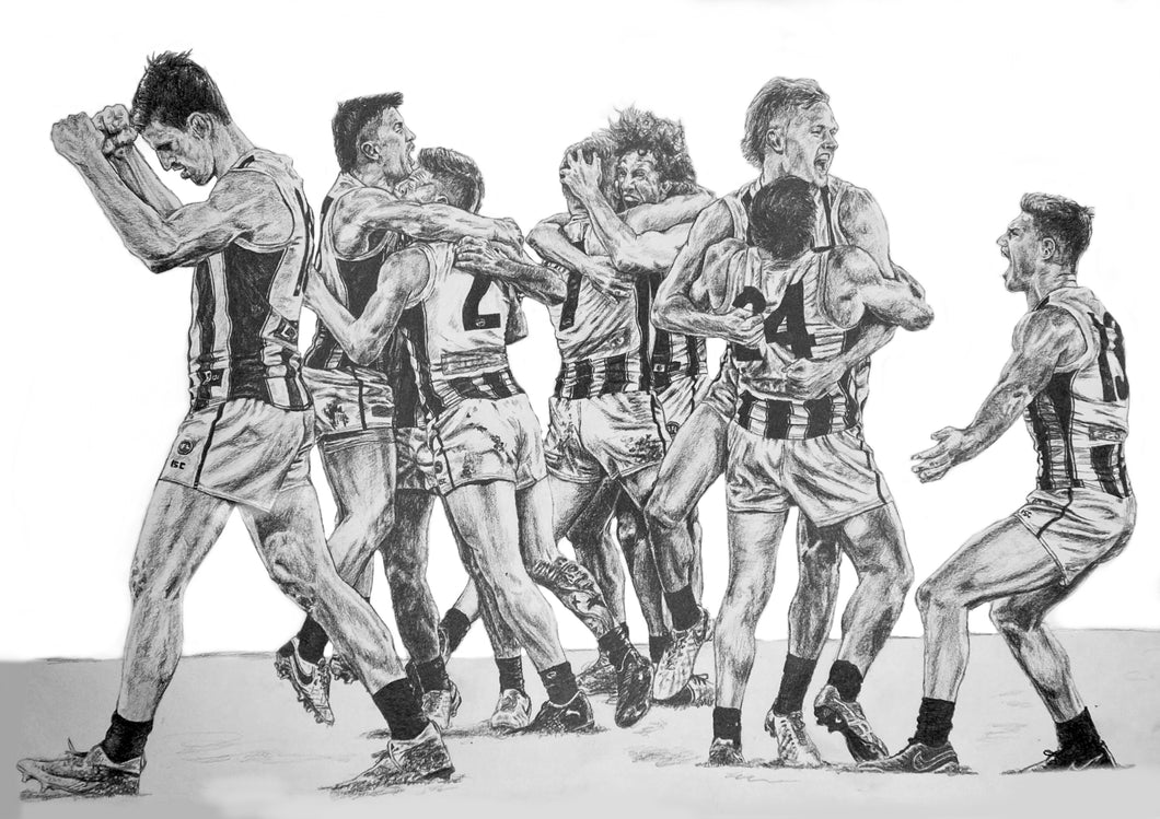 Collingwood Magpies Team Drawing - A3 Print