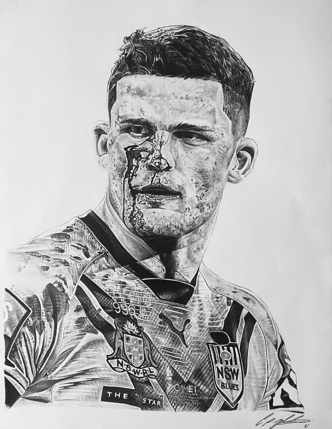 Nathan Cleary Drawing - A1 Print