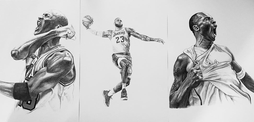 Goat Bundle - Kobe, Lebron & MJ A3 Prints